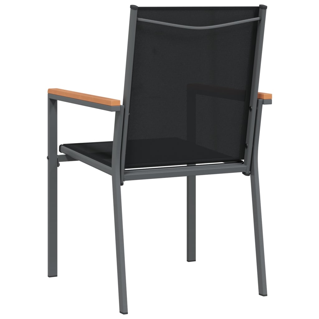 vidaXL Gartenstühle 2 Stk. Schwarz 55x61,5x90 cm Textilene und Stahl