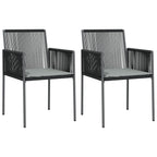 vidaXL Gartenstühle mit Kissen 2 Stk. Schwarz 54x60,5x83,5 cm
