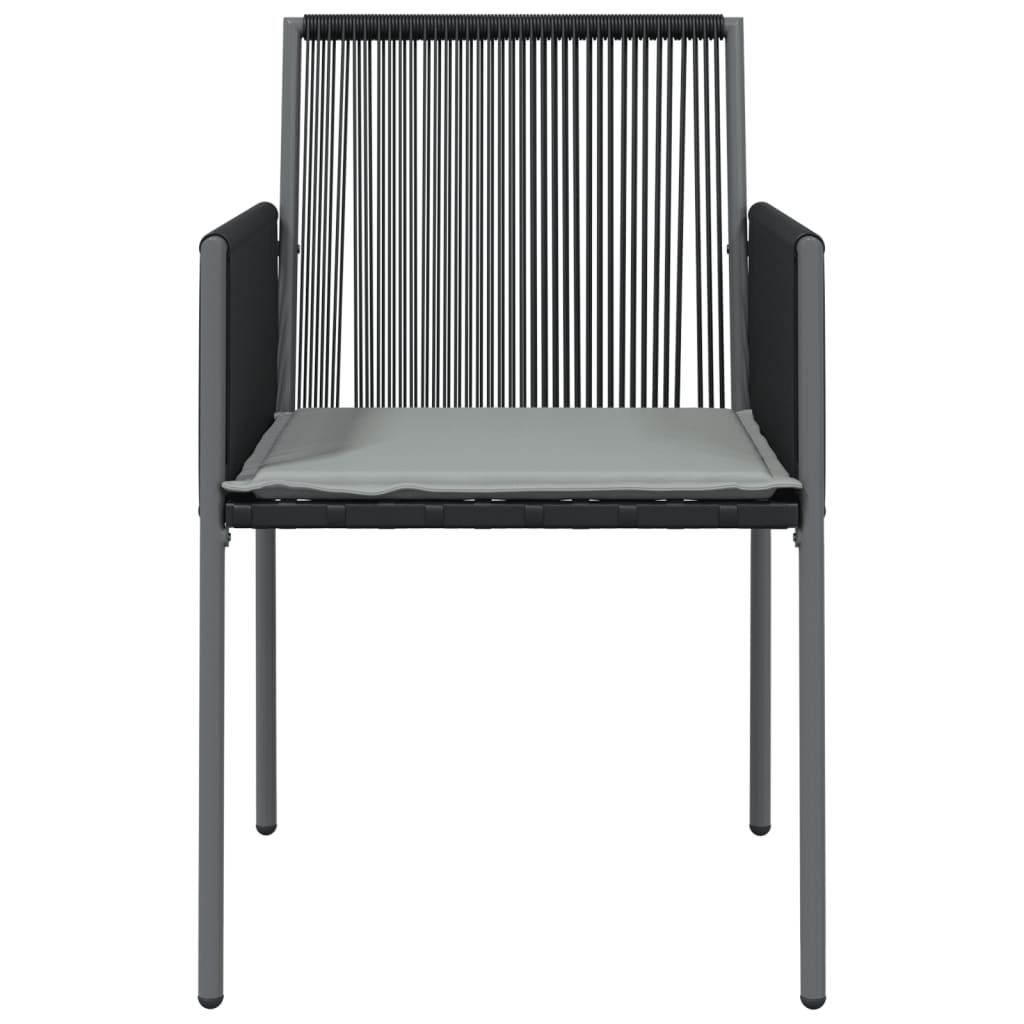 vidaXL Gartenstühle mit Kissen 2 Stk. Schwarz 54x60,5x83,5 cm