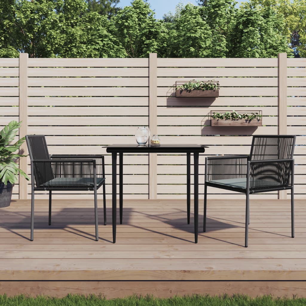vidaXL Gartenstühle mit Kissen 2 Stk. Schwarz 54x60,5x83,5 cm