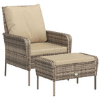 vidaXL Gartenstuhl mit Fußhocker Hellbraun Poly Rattan