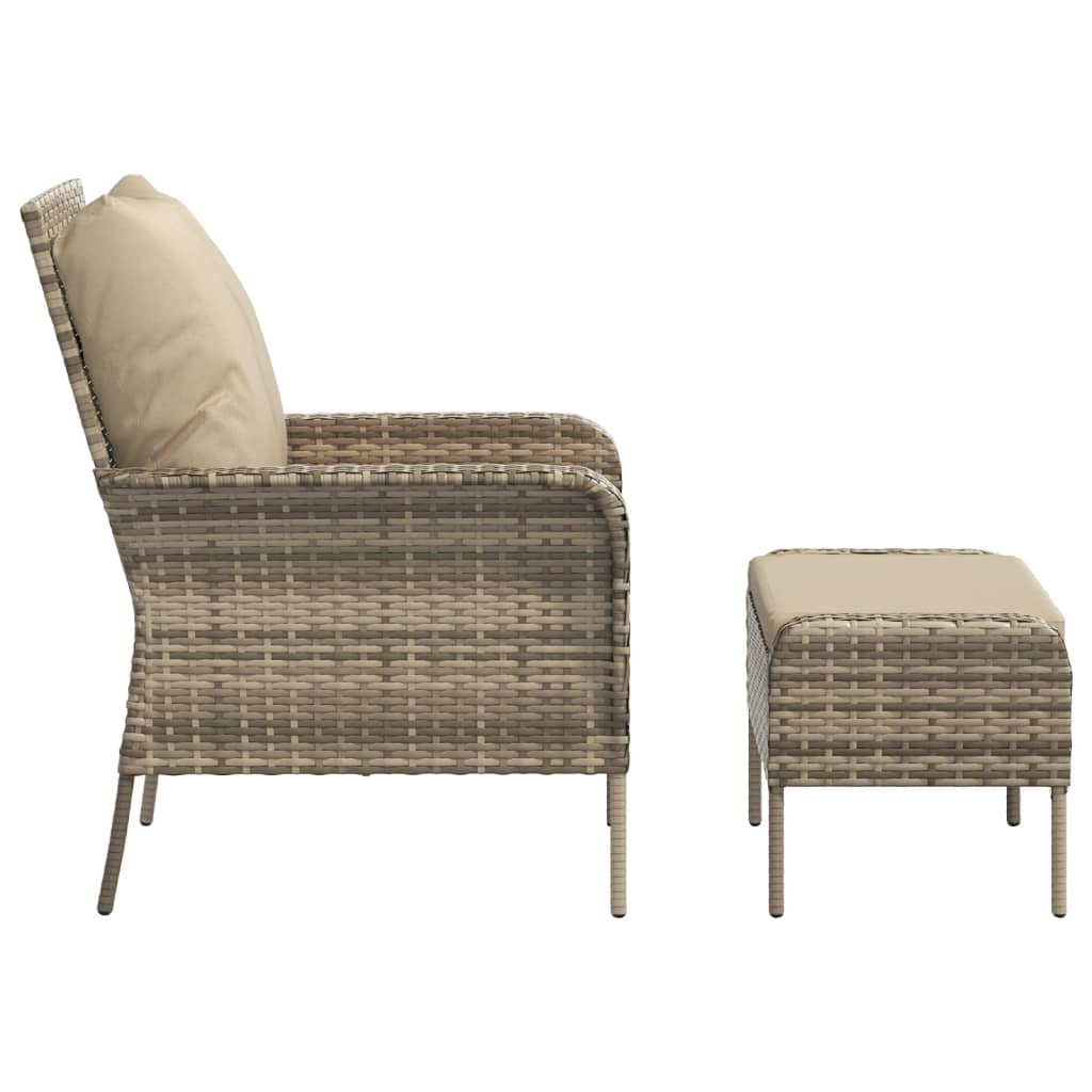 vidaXL Gartenstuhl mit Fußhocker Hellbraun Poly Rattan