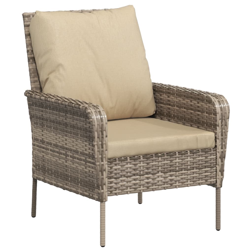 vidaXL Gartenstuhl mit Fußhocker Hellbraun Poly Rattan