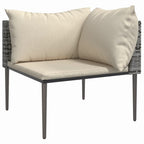 vidaXL Garten-Ecksofa mit Kissen Grau Poly Rattan