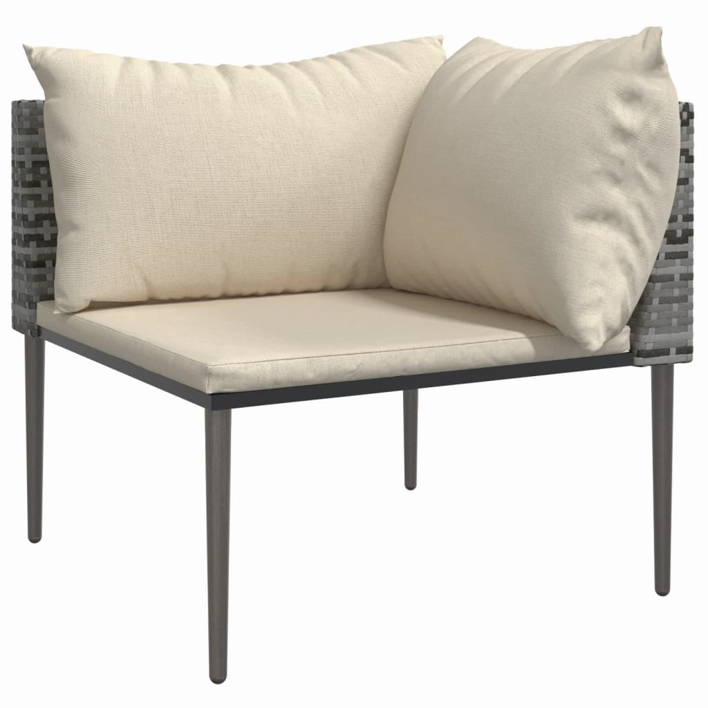 vidaXL Garten-Ecksofa mit Kissen Grau Poly Rattan