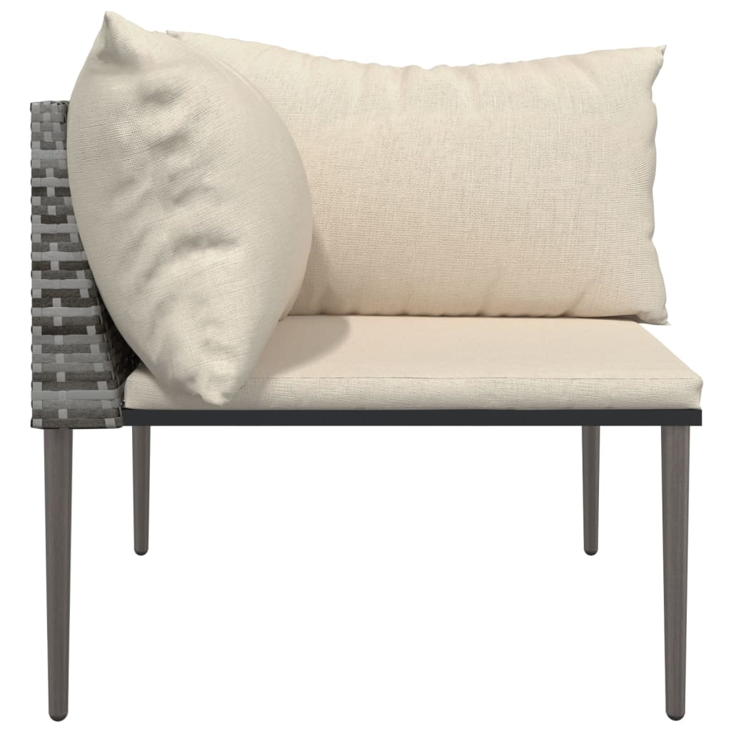 vidaXL Garten-Ecksofa mit Kissen Grau Poly Rattan
