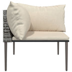 vidaXL Garten-Ecksofa mit Kissen Grau Poly Rattan