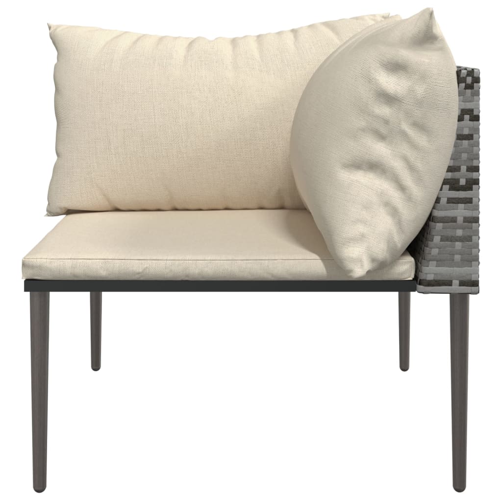 vidaXL Garten-Ecksofa mit Kissen Grau Poly Rattan