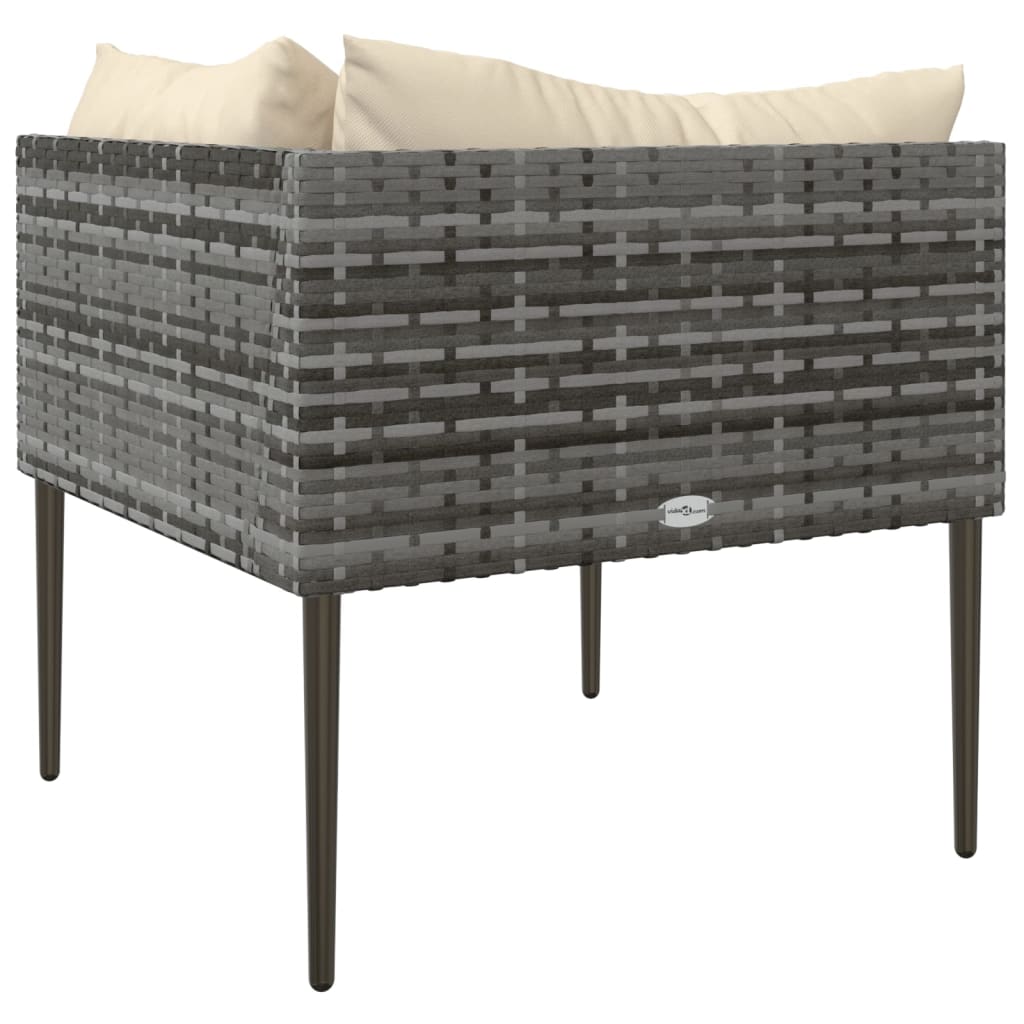 vidaXL Garten-Ecksofa mit Kissen Grau Poly Rattan