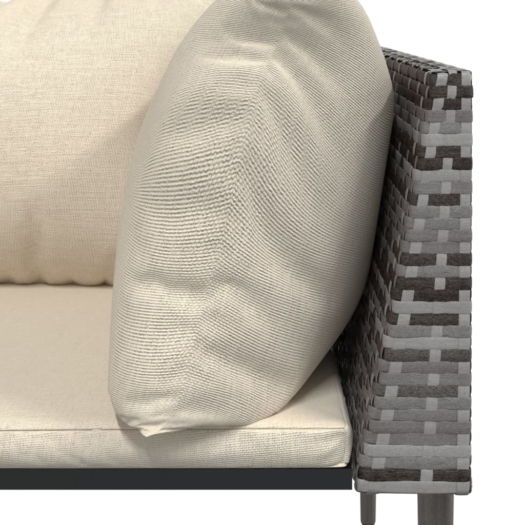 vidaXL Garten-Ecksofa mit Kissen Grau Poly Rattan