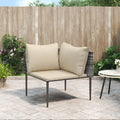 vidaXL Garten-Ecksofa mit Kissen Grau Poly Rattan