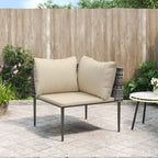 vidaXL Garten-Ecksofa mit Kissen Grau Poly Rattan