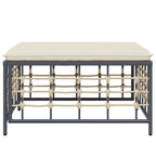 vidaXL Gartenhocker mit Beige Kissen Poly Rattan