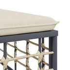 vidaXL Gartenhocker mit Beige Kissen Poly Rattan