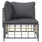 vidaXL Garten-Ecksofa mit Dunkelgrauen Kissen Poly Rattan
