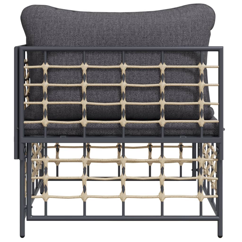 vidaXL Garten-Ecksofa mit Dunkelgrauen Kissen Poly Rattan