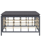 vidaXL Gartenhocker mit Dunkelgrauem Kissen Poly Rattan