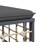 vidaXL Gartenhocker mit Dunkelgrauem Kissen Poly Rattan