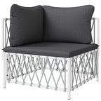 vidaXL Garten-Ecksofa mit Kissen Weiß Gewebe