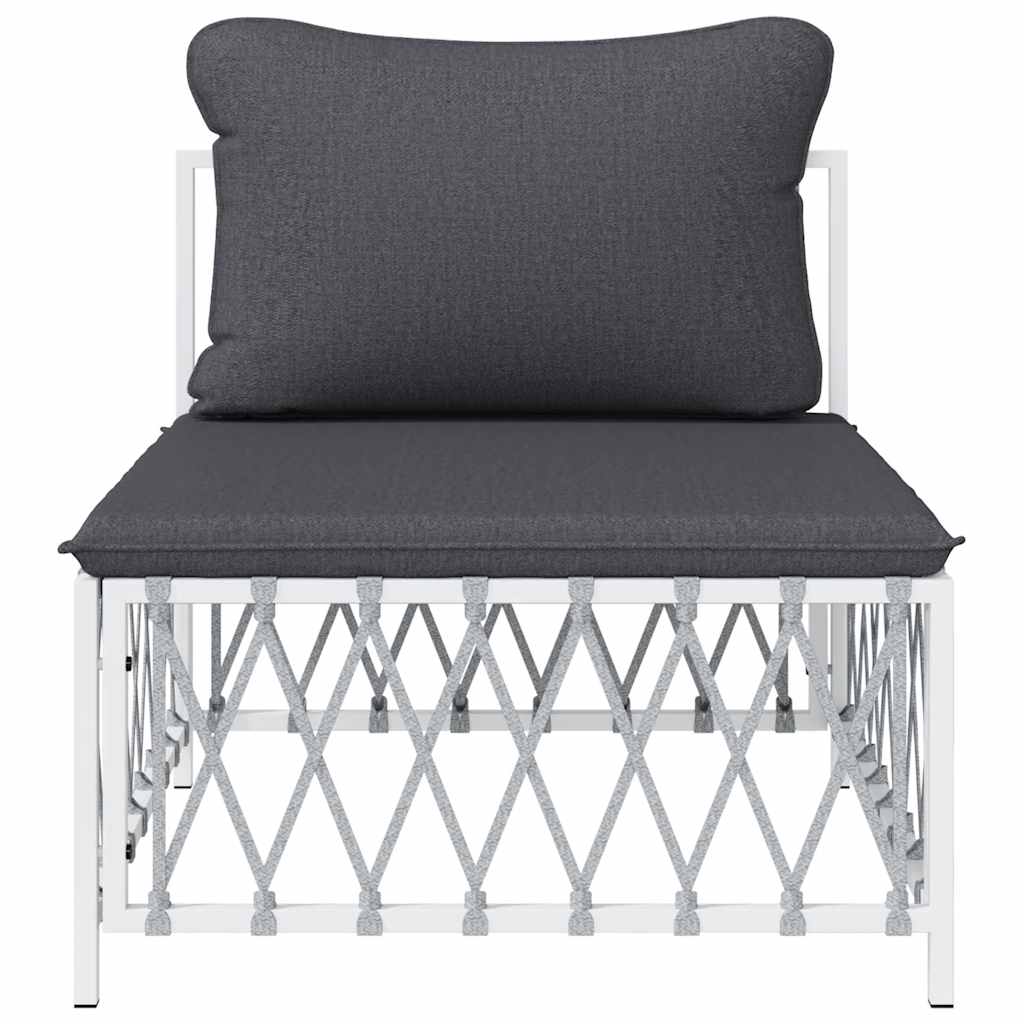 vidaXL Garten-Mittelsofa mit Kissen Weiß Gewebe