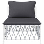 vidaXL Garten-Mittelsofa mit Kissen Weiß Gewebe