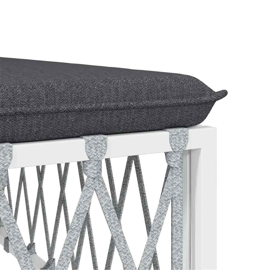 vidaXL Gartenhocker mit Kissen Weiß Gewebe