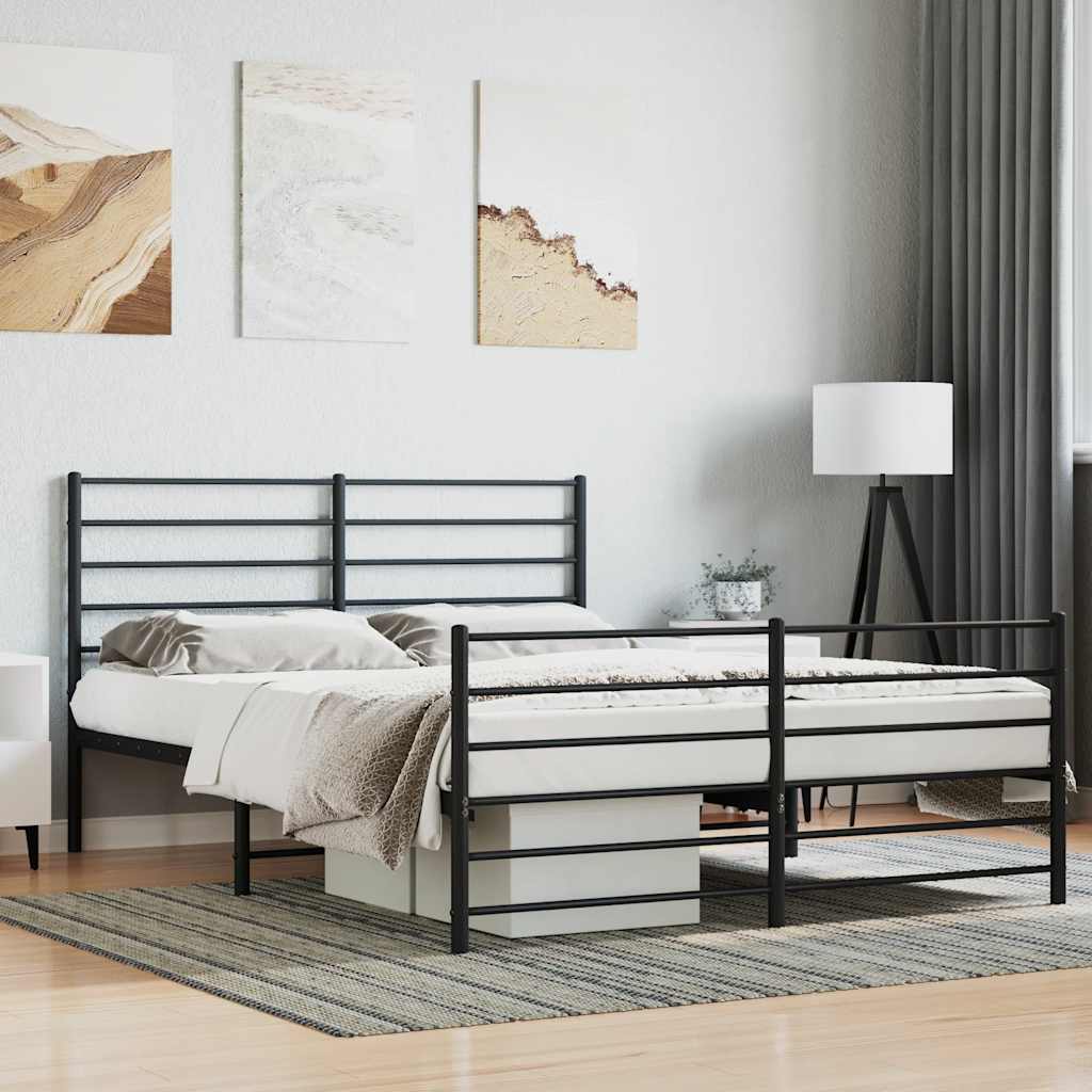 vidaXL Metallbett ohne Matratze mit Fußteil Schwarz 180x200 cm