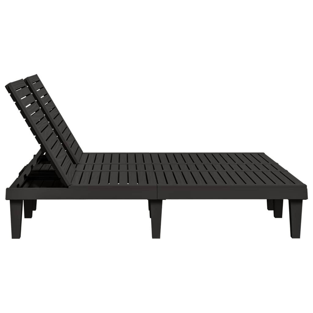 vidaXL Doppel-Sonnenliege Schwarz 155x138x83 cm Polypropylen