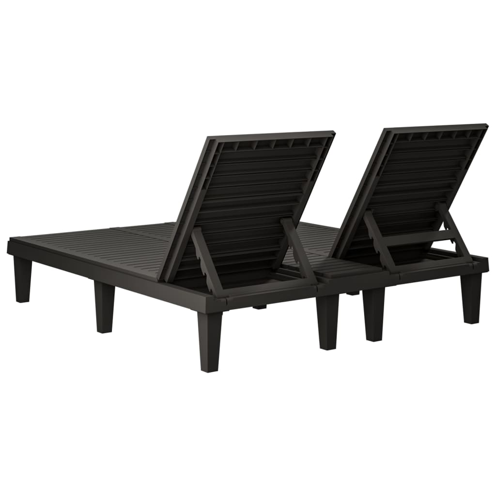 vidaXL Doppel-Sonnenliege Schwarz 155x138x83 cm Polypropylen