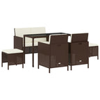 vidaXL 6-tlg. Garten-Essgruppe mit Kissen Braun Poly Rattan