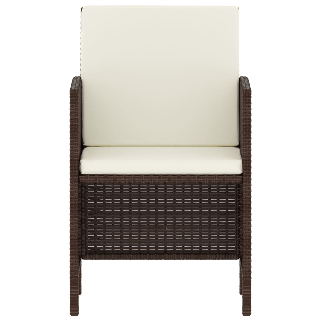 vidaXL 6-tlg. Garten-Essgruppe mit Kissen Braun Poly Rattan
