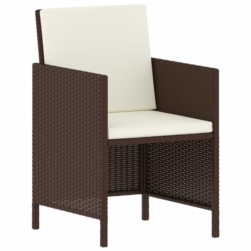vidaXL 6-tlg. Garten-Essgruppe mit Kissen Braun Poly Rattan