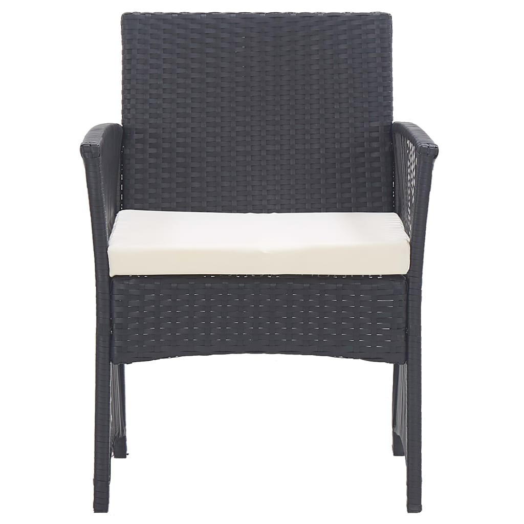 vidaXL Gartensessel mit Sitzkissen 2 Stk. Schwarz Poly Rattan