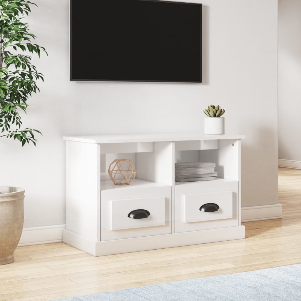 vidaXL TV-Schrank Hochglanz-Weiß 102x35,5x36,5 cm Holzwerkstoff