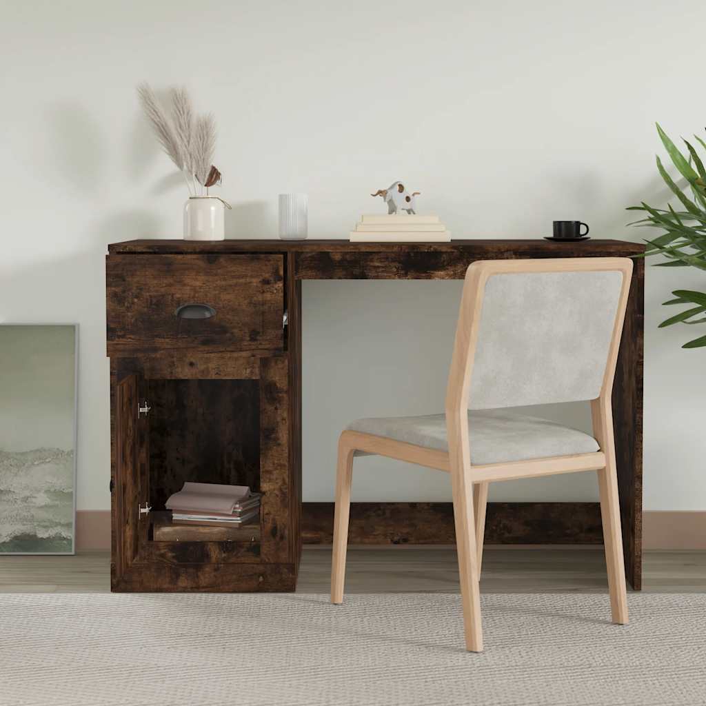 vidaXL Schreibtisch mit Schublade Räuchereiche 115x50x75cm