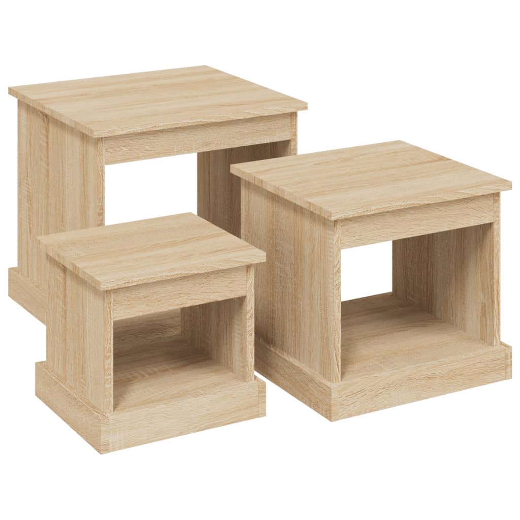 vidaXL Couchtische 3 Stk. Sonoma-Eiche Holzwerkstoff