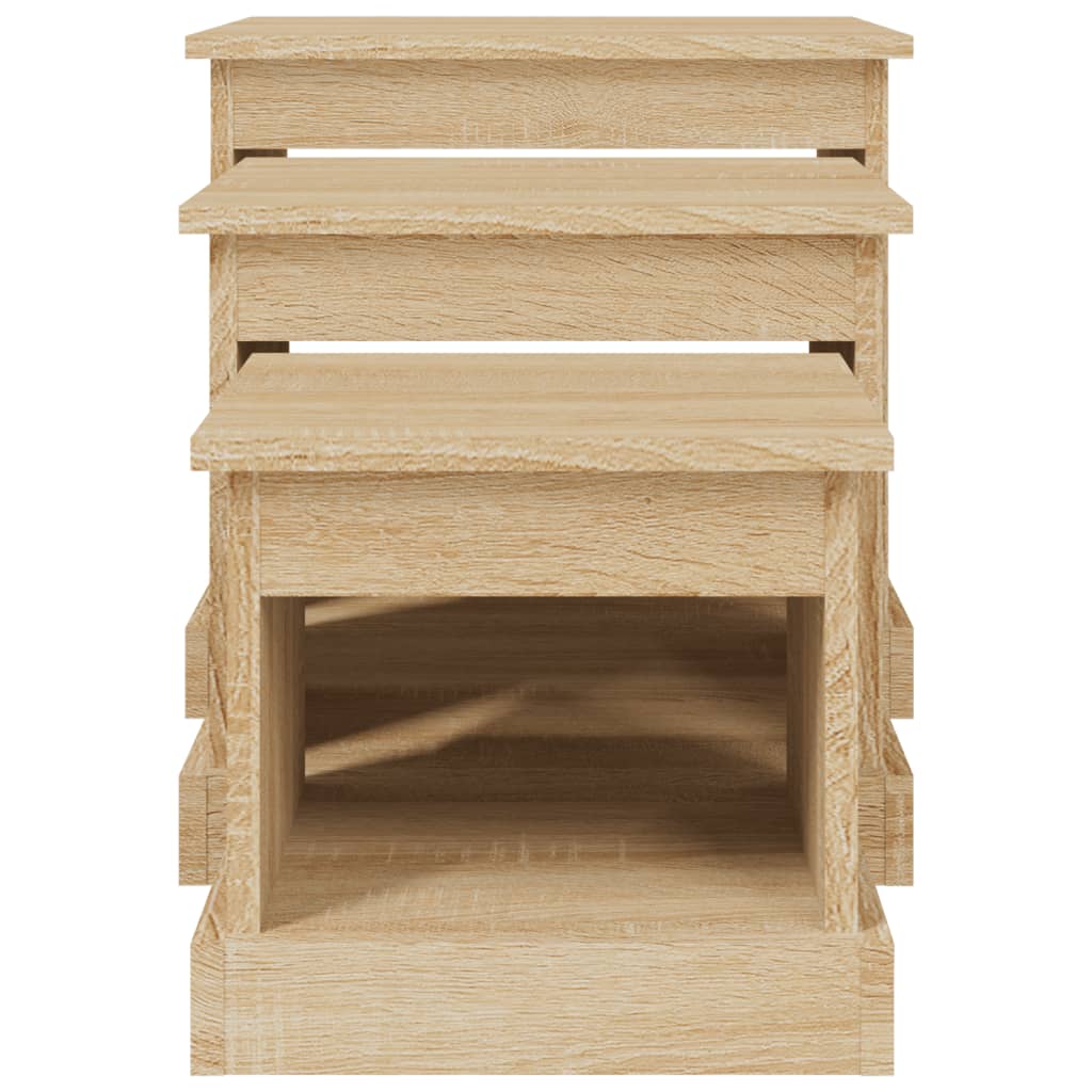 vidaXL Couchtische 3 Stk. Sonoma-Eiche Holzwerkstoff
