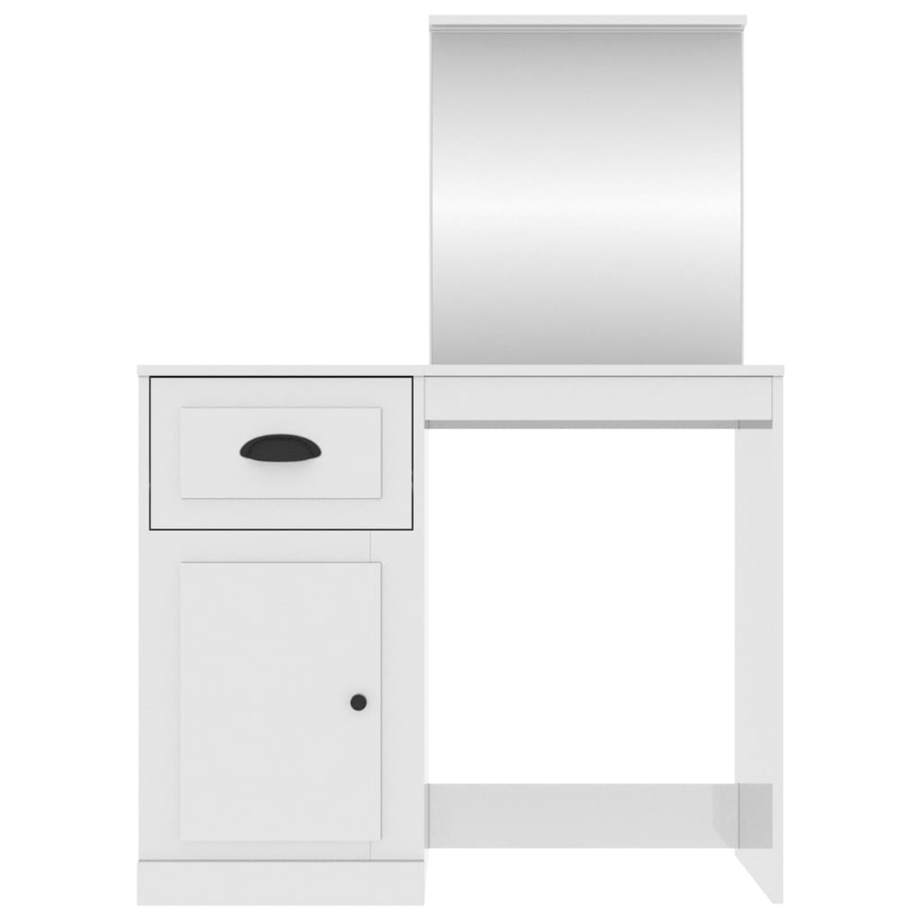 vidaXL Schminktisch mit Spiegel Hochglanz-Weiß 90x50x132,5 cm
