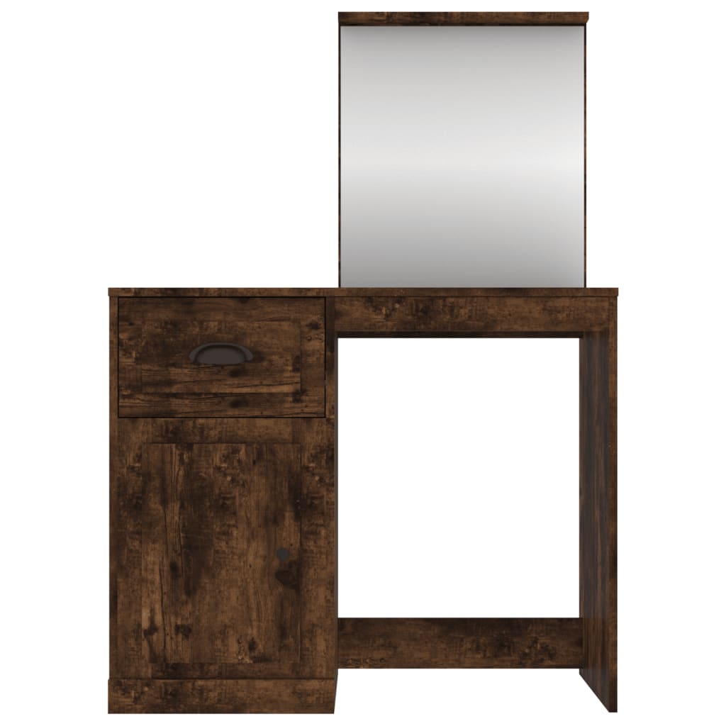 vidaXL Schminktisch mit Spiegel Räuchereiche 90x50x132,5 cm