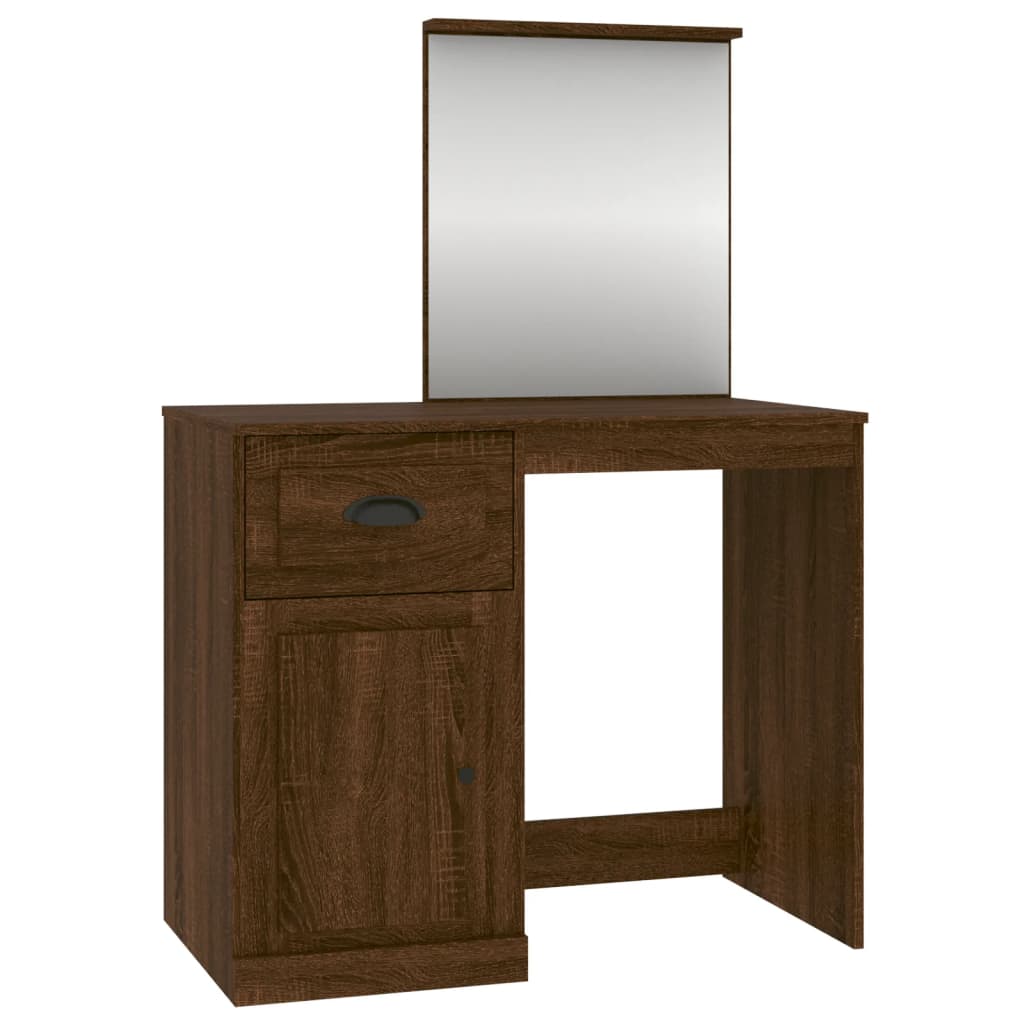 vidaXL Schminktisch mit Spiegel Braun Eichen-Optik 90x50x132,5 cm