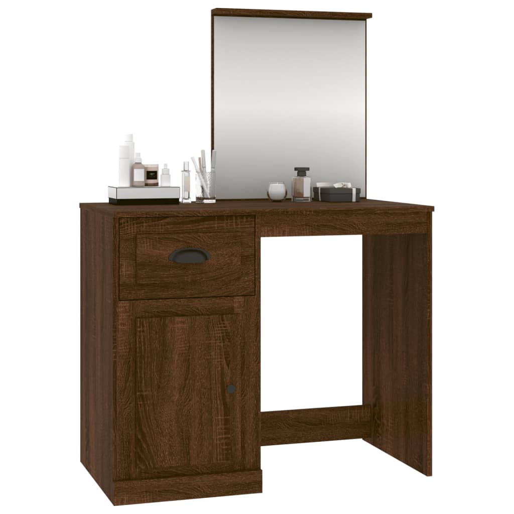 vidaXL Schminktisch mit Spiegel Braun Eichen-Optik 90x50x132,5 cm