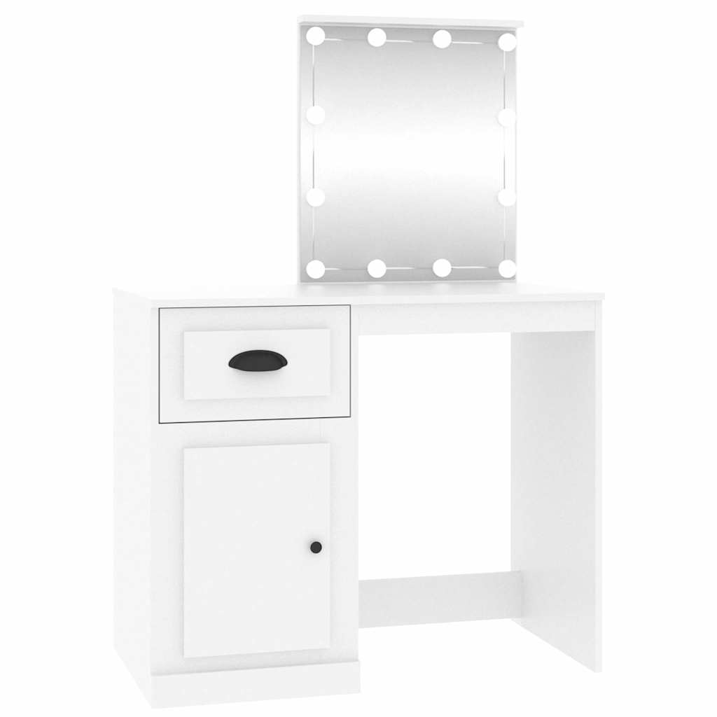 vidaXL Schminktisch mit LED Weiß 90x50x132,5 cm Holzwerkstoff