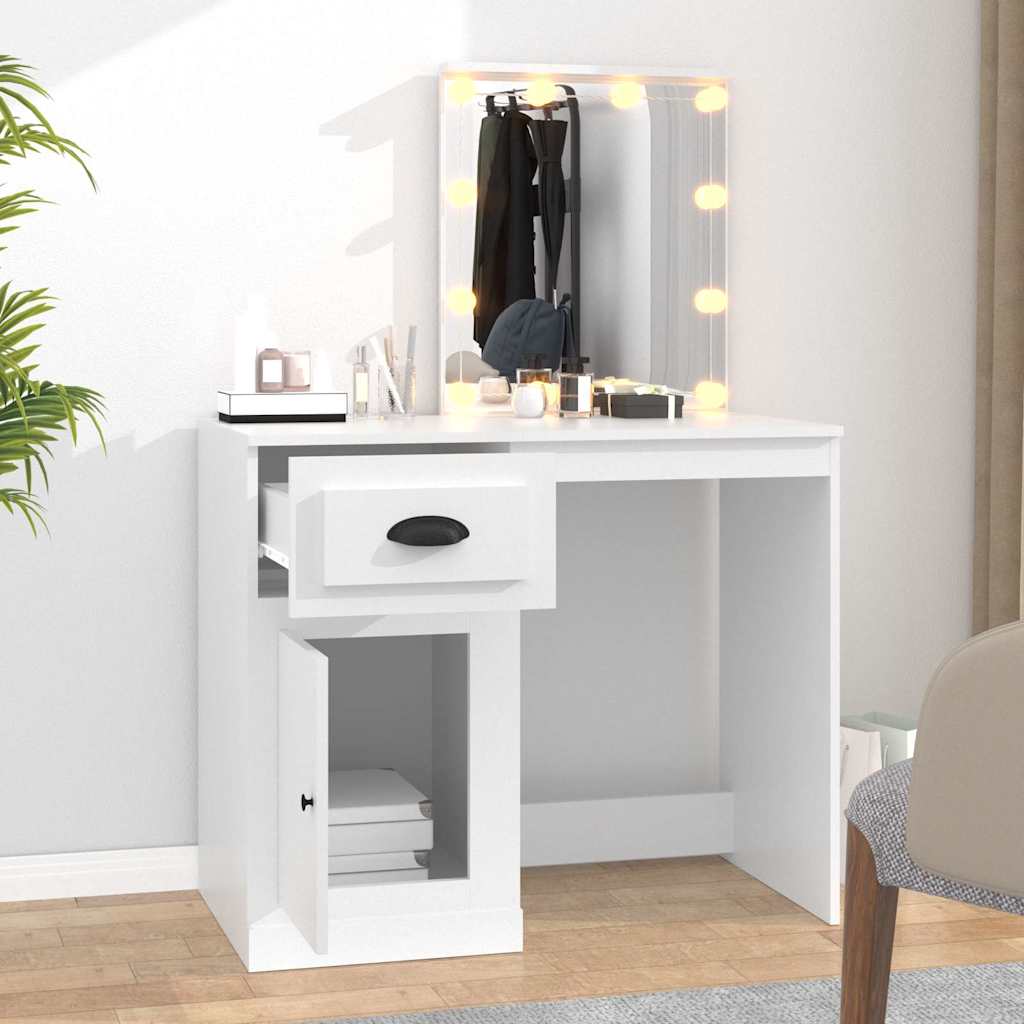 vidaXL Schminktisch mit LED Weiß 90x50x132,5 cm Holzwerkstoff