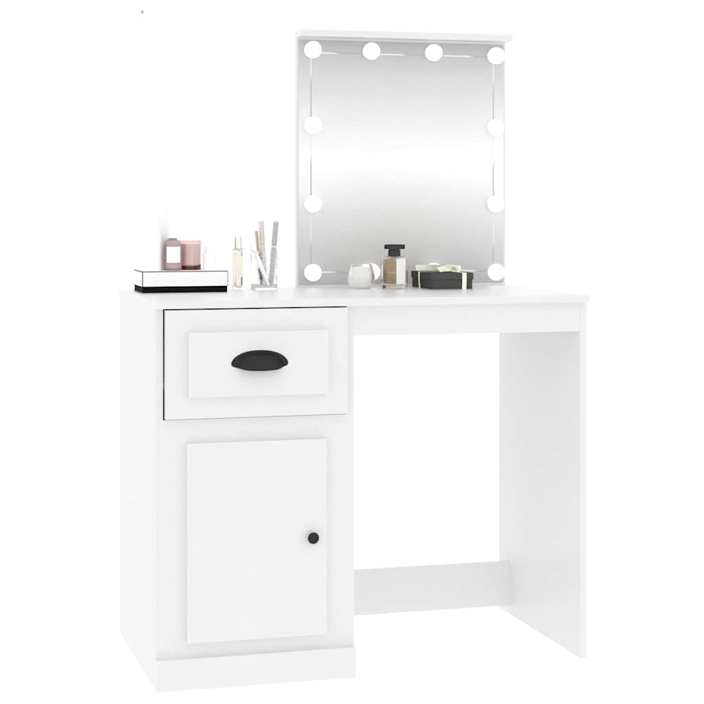 vidaXL Schminktisch mit LED Weiß 90x50x132,5 cm Holzwerkstoff