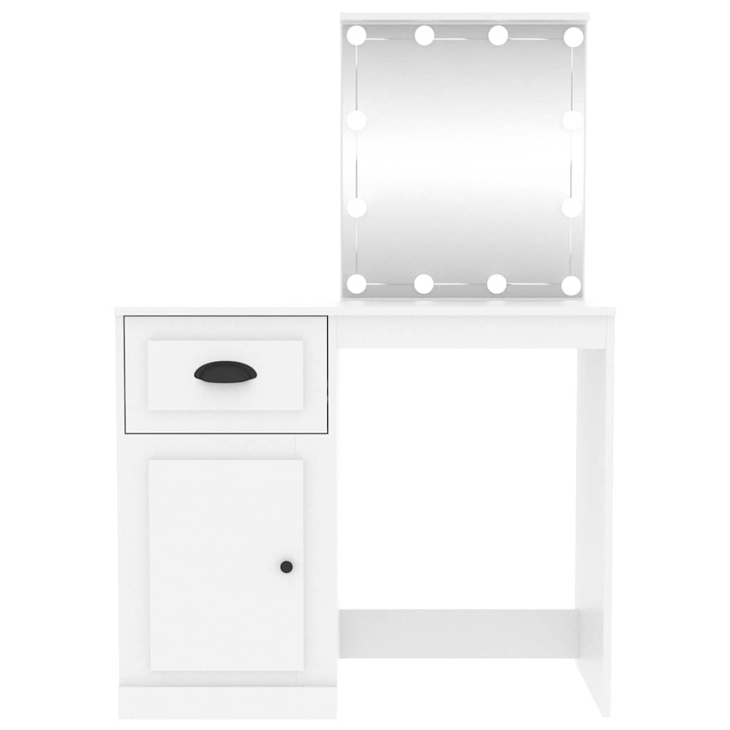vidaXL Schminktisch mit LED Weiß 90x50x132,5 cm Holzwerkstoff