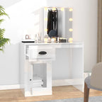 vidaXL Schminktisch mit LED Hochglanz-Weiß 90x50x132,5cm Holzwerkstoff