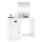 vidaXL Schminktisch mit LED Hochglanz-Weiß 90x50x132,5cm Holzwerkstoff
