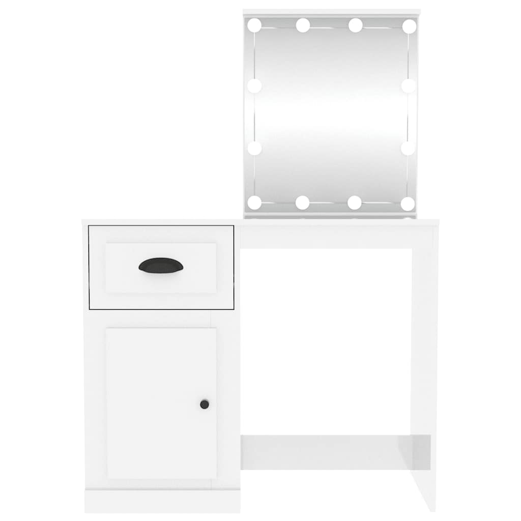 vidaXL Schminktisch mit LED Hochglanz-Weiß 90x50x132,5cm Holzwerkstoff