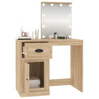 vidaXL Schminktisch mit LEDs Sonoma-Eiche 90x50x132,5 cm Holzwerkstoff