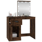 vidaXL Schminktisch mit LEDs Räuchereiche 90x50x132,5 cm Holzwerkstoff